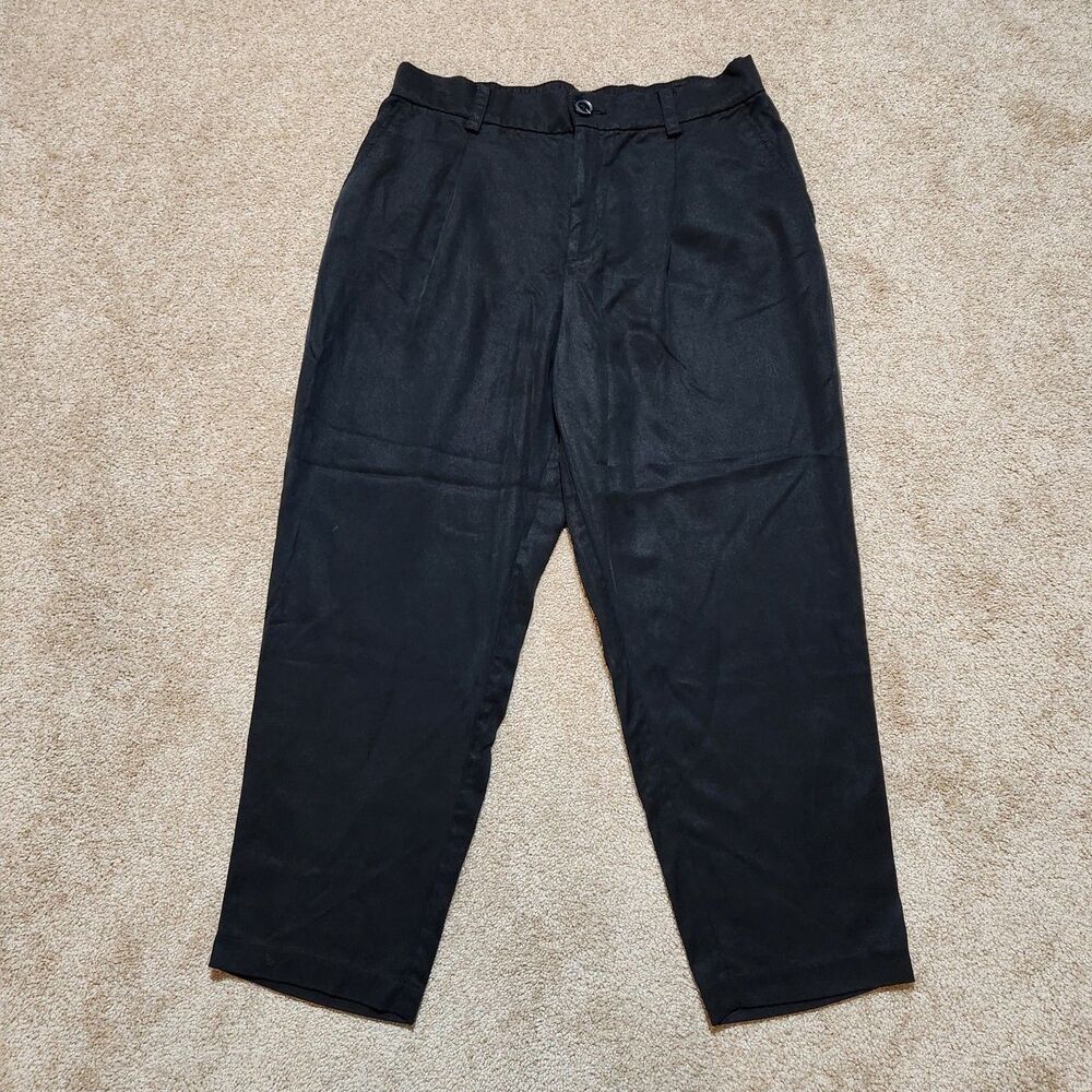 LOFT Pants Women 8P Black High Rise Slim Straight Lightweight Lyocell